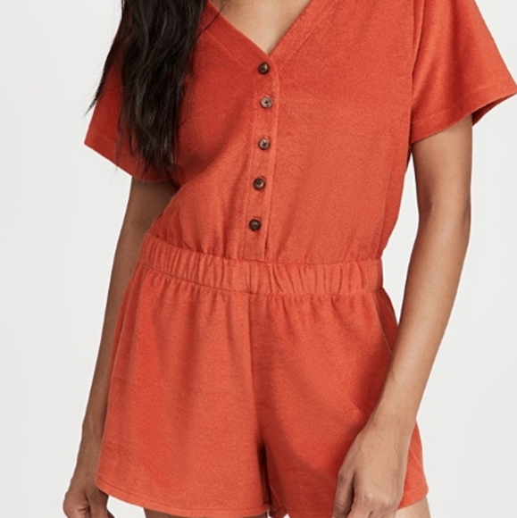 Madewell Pants - Madewell retro Terry lounge romper burnt orange XXL NWT stitch fix